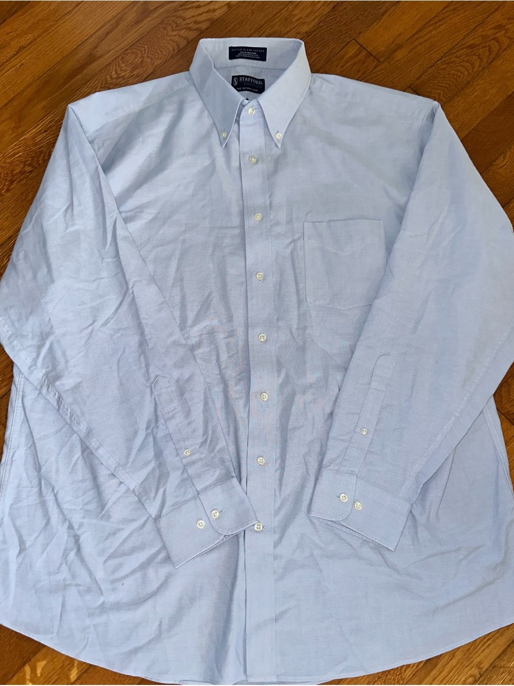 Stafford Men's Light Blue Long-Sleeve Oxford Dress Shirt